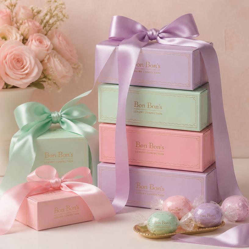 Pastel Alta Saska gift boxes with silk ribbons